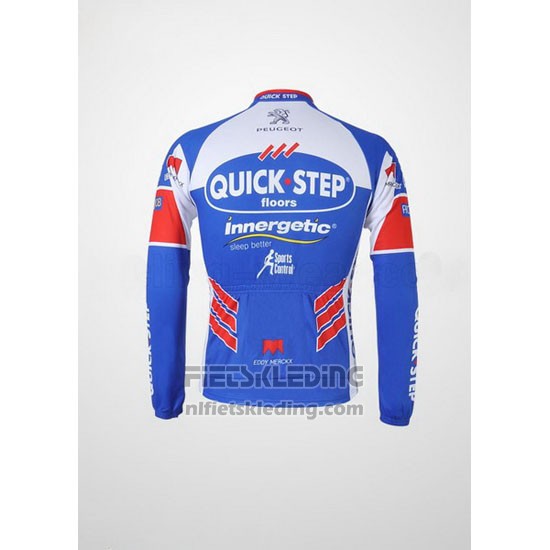 2011 Fietskleding Quick Step Floor Wit en Azuur Lange Mouwen en Koersbroek
